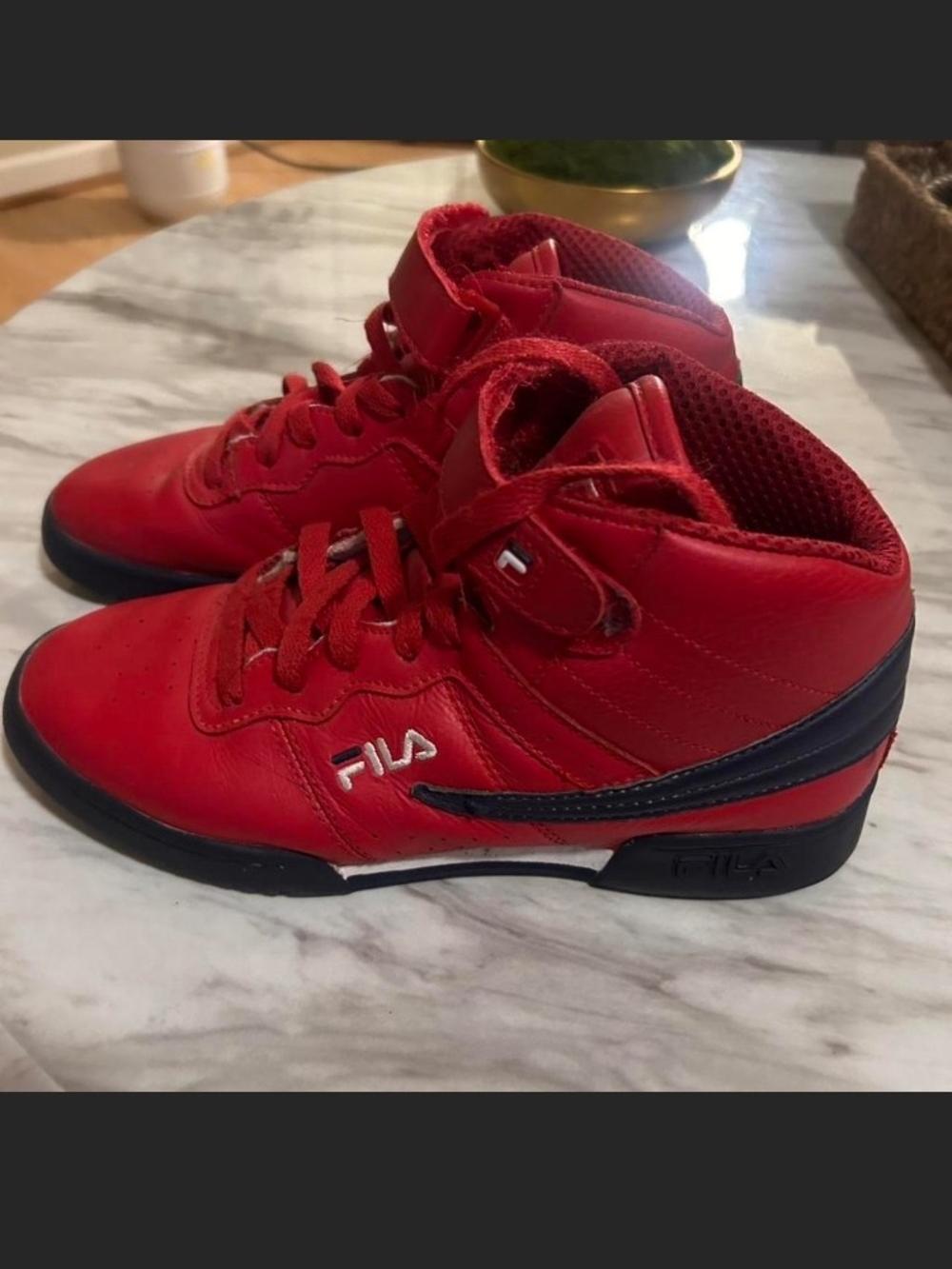 FILA Red and Navy High-Top Sneakers